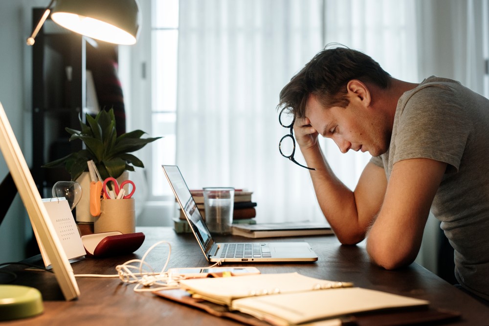 Man Stressed at Work