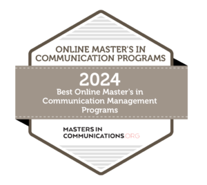 Badge for the ranking of Best Online Masters in Communication Management Programs of 2024