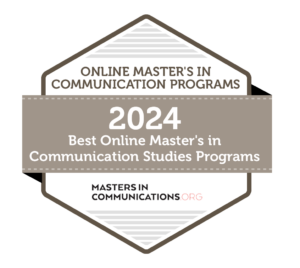 Badge for the ranking of Best Online Masters in Communication Studies Programs of 2024