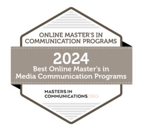 Badge for the ranking of Best Online Masters in Media Communication Programs of 2024