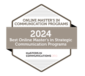 Badge for the ranking of Best Online Masters in Strategic Communication Programs of 2024