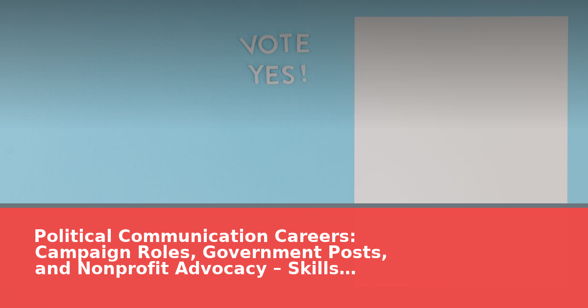 Political Communication Careers: Campaign Roles, Government Posts, and Nonprofit Advocacy – Skills, Salaries, and How to Start